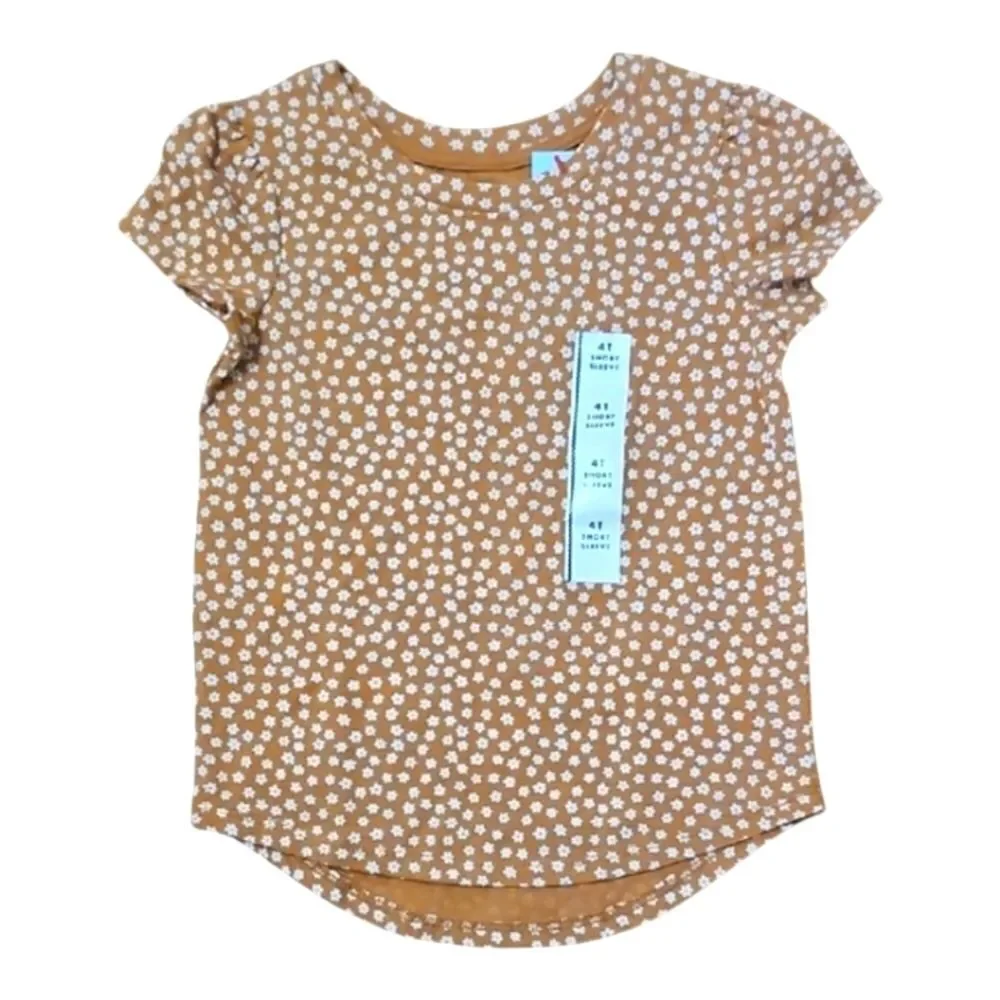 Cat And Jack Floral Print T-Shirt in Orange and White Size 4T